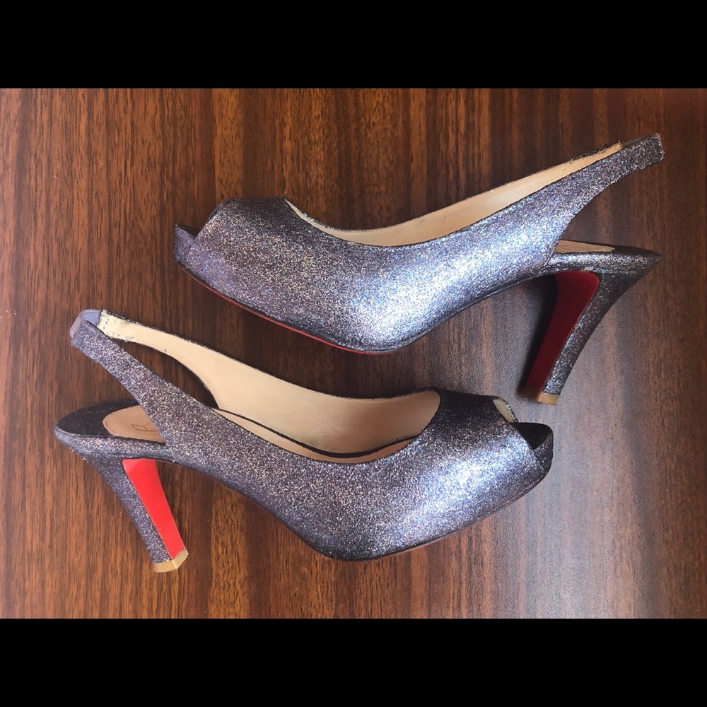 Christian Louboutin Glitter Slingback Heels